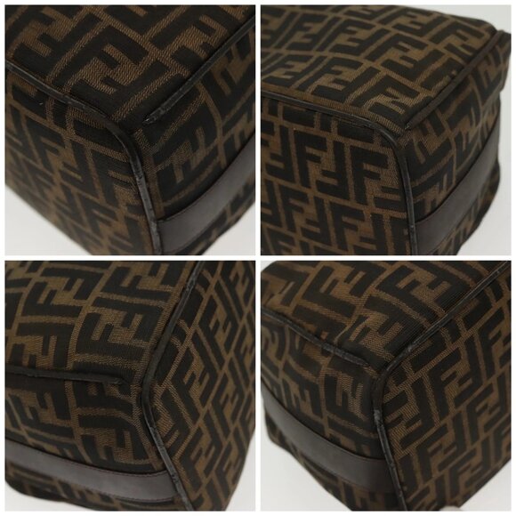 FENDI Zucca Canvas Vanity Pouch Black Brown Silver Auth bs29279 - Picture 14 of 16